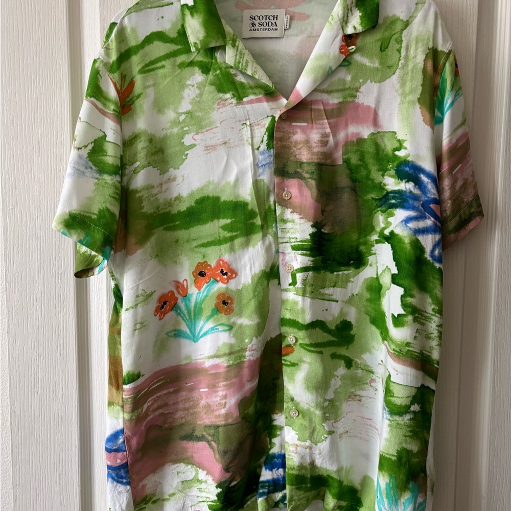 Scotch & Soda Men's Green Floral Shirt